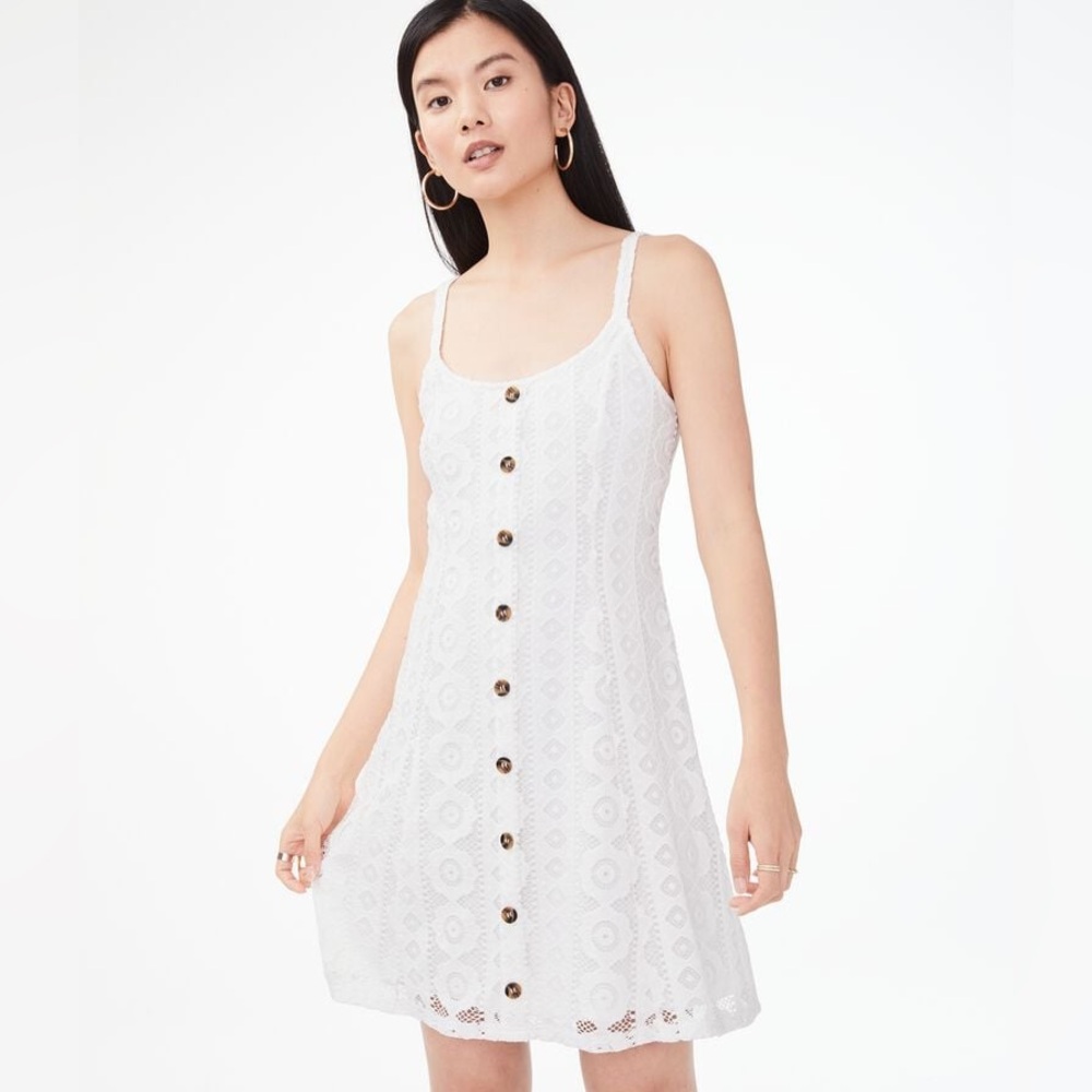 aéropostale medium lace button-front shift dress